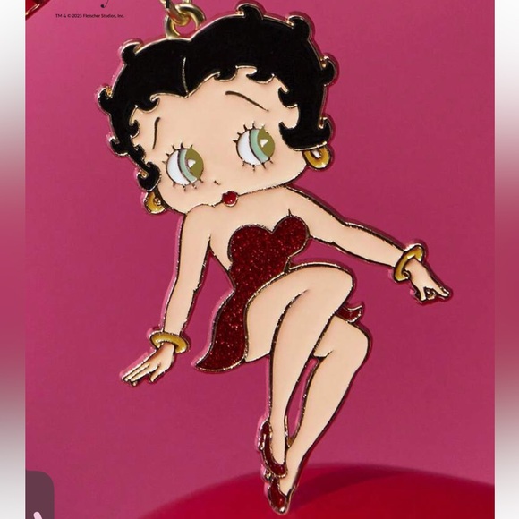 Betty Boop Sassy Key Ring Chain Bag Charm Leopard Gold Tone NWOT - Picture 4 of 8